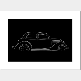 1936 Ford Sedan - profile stencil, white Posters and Art